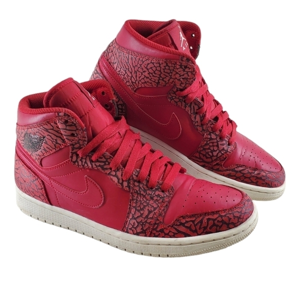 Nike Air Retro 1 Shoes High Red Elephant Mens 9.5 Basketball Sneakers 839115-600